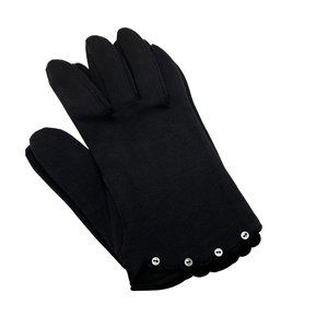 Vintage Black Cotton Wrist Length Women's Gloves Tiny Buttons at Wrist Sz. 6.5